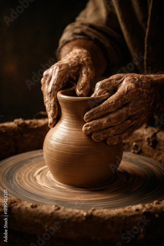 Potter shaping clay vessel symbolizing God forming the believer