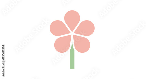 Simple pink flower illustration with five petals and green stem.