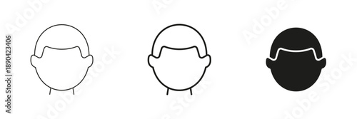 Male Avatar Profile Line And Solid Icon Set. User Identification, Social Media Profile, And Online Presence Outline And Silhouette Symbol Collection. Isolated Vector Illustration