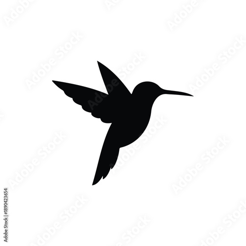 Humming bird silhouette icon vector flat design.