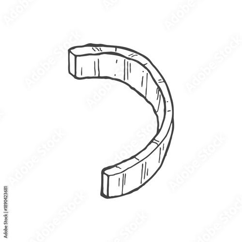 Slice of onion. Sketch. Doodle. Fresh, organic vegetables. Healthy food. Herbs, fragrant spices. Vector illustration isolated on white background.