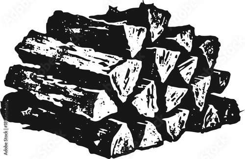 Stack of firewood logs pile ready for burning rustic wood fuel for fireplace and outdoor campfire use