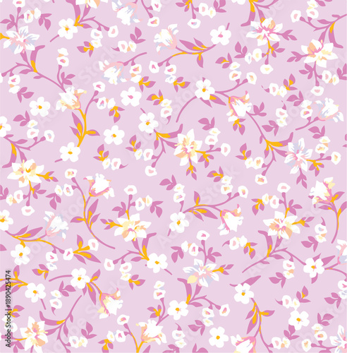 Small Flower pattern. Ditsy floral seamless pattern. Small little flower background. Repeat pattern. Ditsy print. Botanic surface design. Hand draw floral flower pattern for fashion, fabric,decor