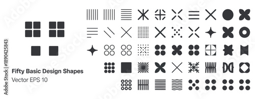 50 abstract square vector icons set, featuring geometric shapes, symbols, and elements for logo, business, corporate identity, modern design, technology, and branding use.