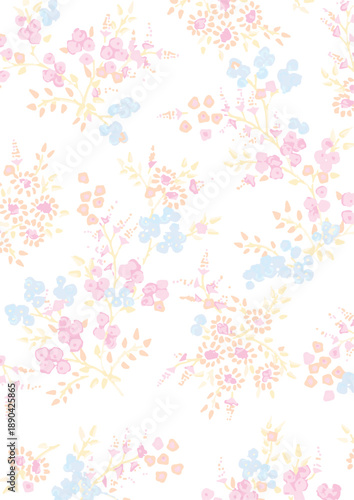 Small Flower pattern. Ditsy floral seamless pattern. Small little flower background. Repeat pattern. Ditsy print. Botanic surface design. Hand draw floral flower pattern for fashion, fabric,decor