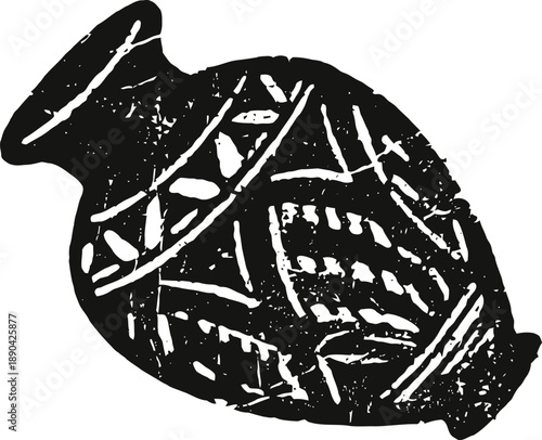 Ancient greek black pottery vase with ornate geometric and abstract patterns