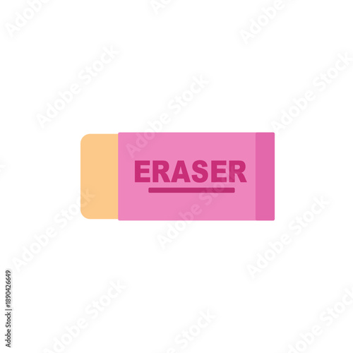Pink eraser block, colorful vector flat style illustration