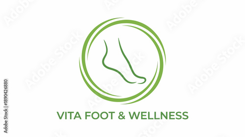 Foot Care & Wellness Vector Icon – Minimalist Green Circle with Stylized Foot Symbol for Podiatry, Reflexology, and Health Design Use