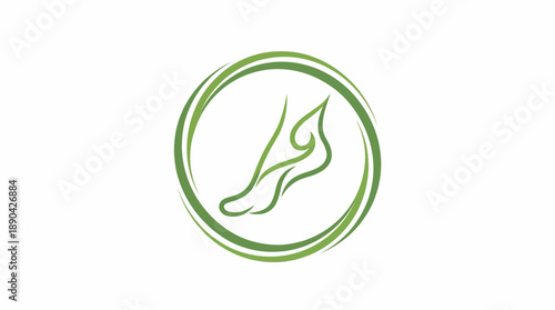 Foot Care & Wellness Vector Icon – Minimalist Green Circle with Stylized Foot Symbol for Podiatry, Reflexology, and Health Design Use