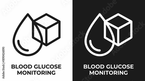 Sugar Drop Vector Icon – Minimalist Black and White Symbol Featuring Cube Inside Liquid Shape for Sweetener, Nutrition, and Food Label Design Use
