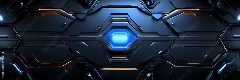 custom made wallpaper toronto digitalFuturistic technological panel design with a hexagonal blue light