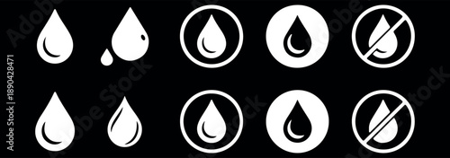 Realistic water drops vector mockup on transparent background.