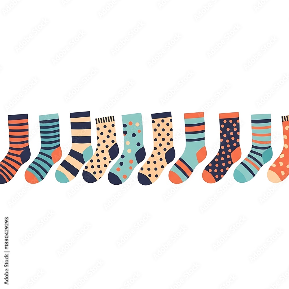 Obraz premium Vibrant assortment of colorful socks with unique patterns and designs