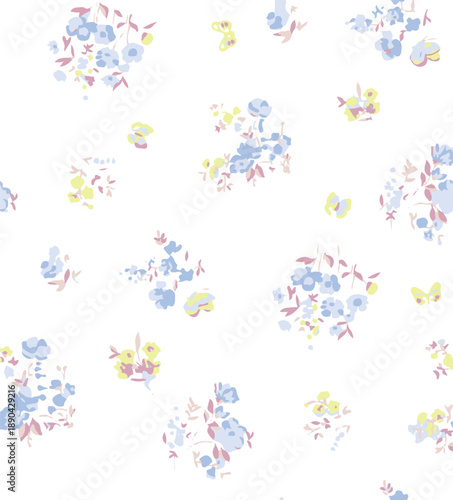 Small Flower pattern. Ditsy floral seamless pattern. Small little flower background. Repeat pattern. Ditsy print. Botanic surface design. Hand draw floral flower pattern for fashion, fabric,decor