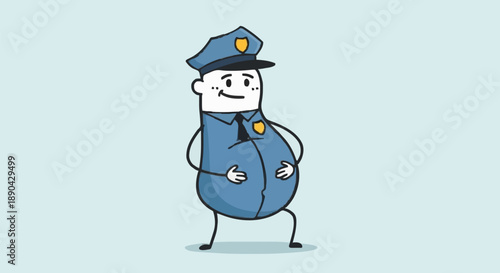 Cartoon police officer with a large belly.
