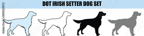Irish Setter Dog Silhouettes Set isolated background