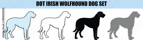 Irish Wolfhound Dog Silhouettes Set isolated background