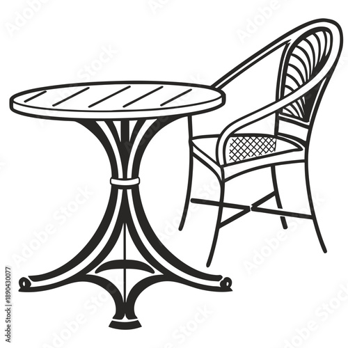A vintage style table and chair set with a classic design