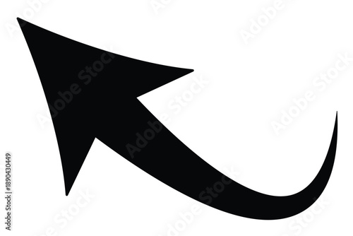 Curved isolated arrow icon . Black dark arrowhead vector icons. Isolated Black curved arrow icon set. Isolated Black curved arrowhead. Curved Black arrow pointing upward indicating growth and progress