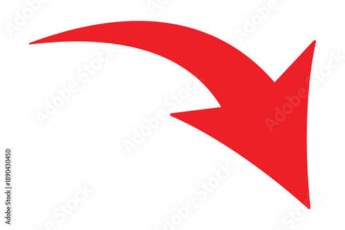 Red curved arrow . curved arrow pointing down . Red curve arrow. Red down curving arrow. A curved red arrow points upwards, indicating growth and progress.