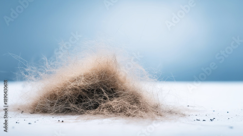 Dust and pet hair accumulating on a surface, signifying household dirt, allergens, and the need for cleaning or vacuuming