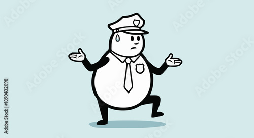 Confused Cartoon Police Officer Character Illustration.
