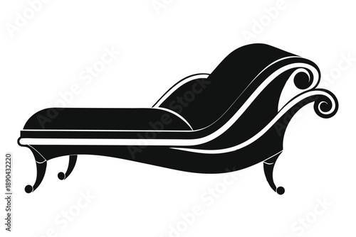 chaise lounge silhouette line art vector illustration