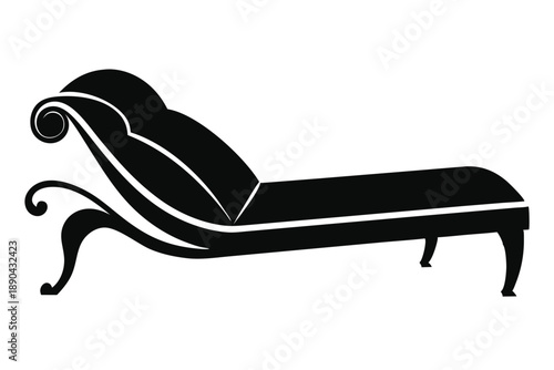 chaise lounge silhouette line art vector illustration