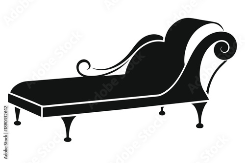 chaise lounge silhouette line art vector illustration