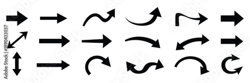 Set of arrows, different arrow styles, arrow icon vector illustration for rank titles, direction symbols, navigation graphics,
