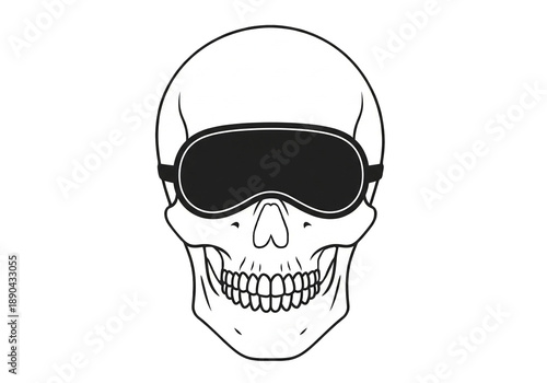 Digital Detox Rest Icon with Skull Wearing Sleep Mask symbolizing digital detox, mental rest, reduced screen time, and healthy technology habits.