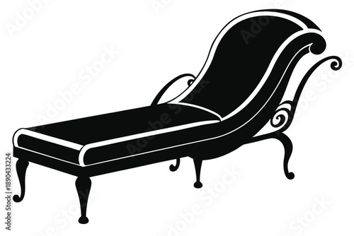 chaise lounge silhouette line art vector illustration