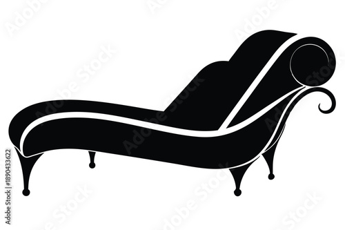 chaise lounge silhouette line art vector illustration