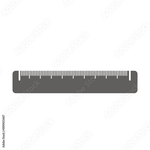 Clean minimalist illustration of a horizontal measuring ruler, perfect for design tools, educational materials, or architectural drawings, symbolizing precision and scale