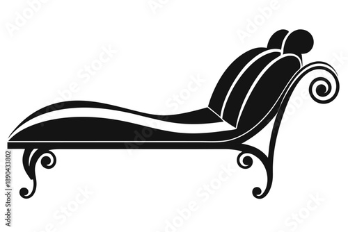 chaise lounge silhouette line art vector illustration