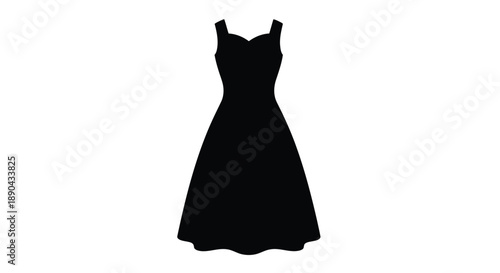 Black dress isolated on white background elegant fashion silhouette