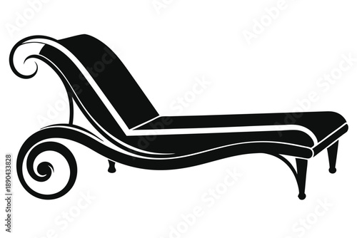 chaise lounge silhouette line art vector illustration