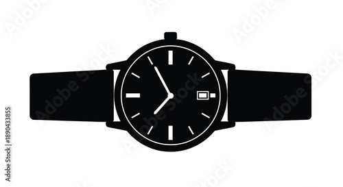 Simple wristwatch graphic with time displayed a striking silhouette