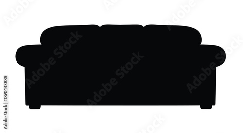 A simple black sofa depiction with a distinct silhouette