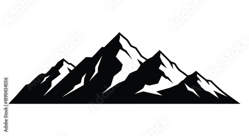 Dramatic mountain range depicted in a stark black silhouette