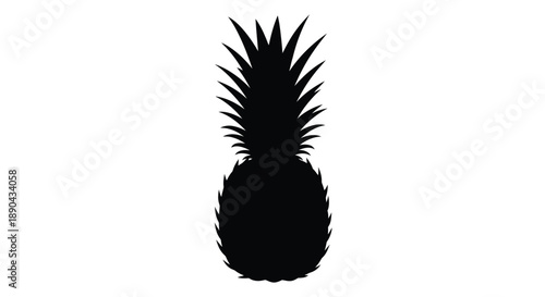 A striking black silhouette of a tropical pineapple fruit silhouette