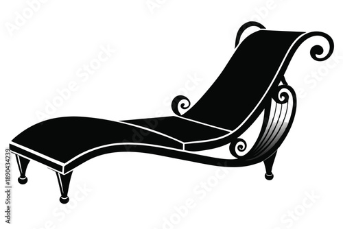 chaise lounge silhouette line art vector illustration