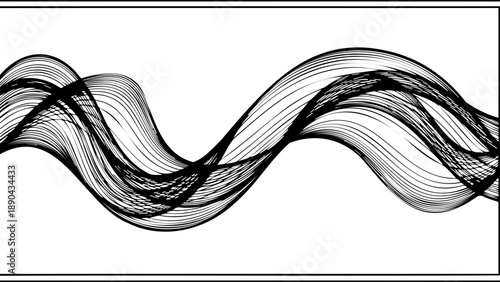 A minimalist black and white wavy line vector graphic design element