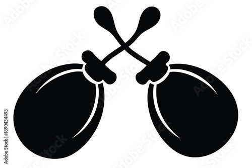 castanets silhouette line art vector illustration