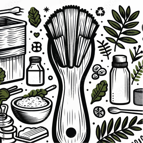 Black and White Illustration of Brush.