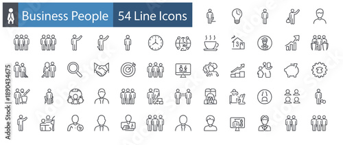 business people, human resources, office management thin line web icon set, outline icons collection, simple vector illustration for ui, web, and corporate design.