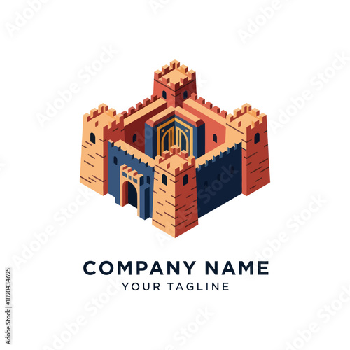 3D Castle Building Model with Towers.