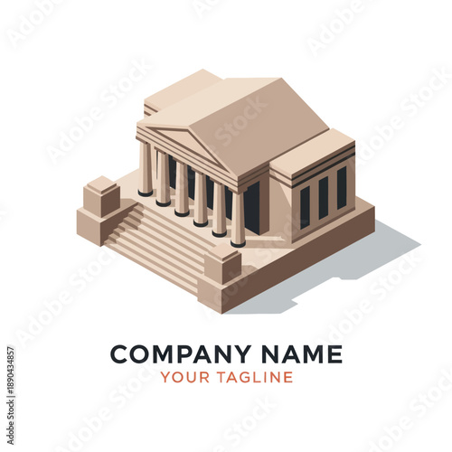 3D Rendering of a Courthouse Building Model.