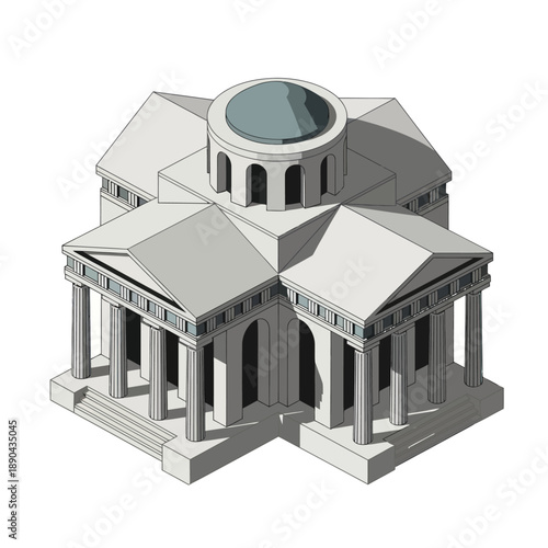 3D Render of Ancient Greek Temple Model.