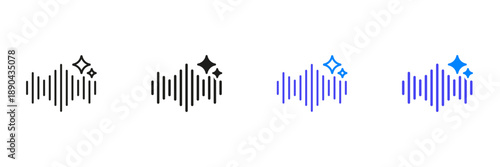 AI Voice Generator Line And Solid Icon Set. Artificial Intelligence Tools for App Outline And Silhouette Symbol Collection. Speech and voice recognition Icon. Isolated Vector Illustration
